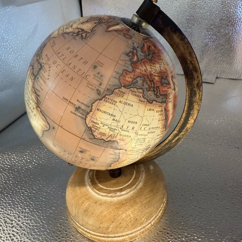 Vintage Style Globe with Wooden Base - Picture 3 of 8